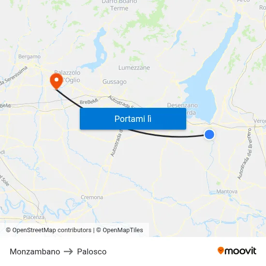 Monzambano to Palosco map