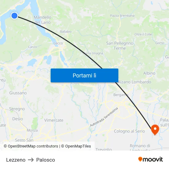 Lezzeno to Palosco map