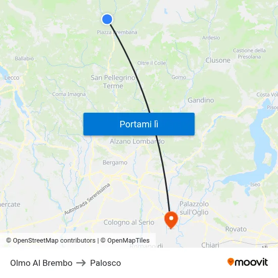 Olmo Al Brembo to Palosco map
