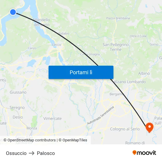 Ossuccio to Palosco map