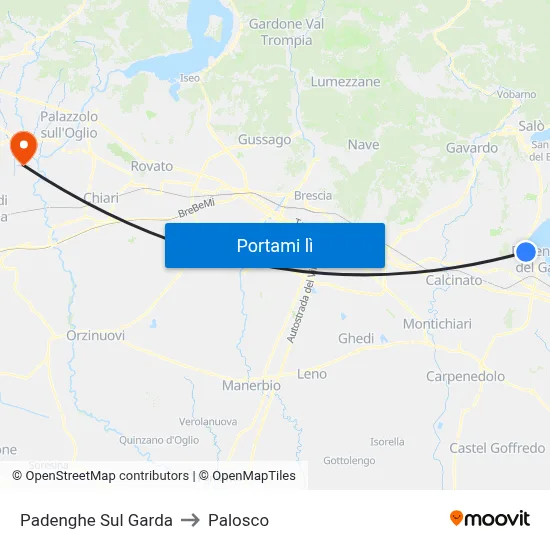 Padenghe Sul Garda to Palosco map