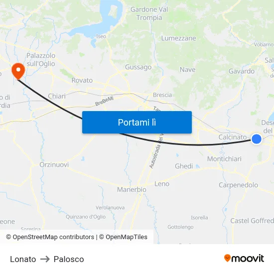 Lonato to Palosco map
