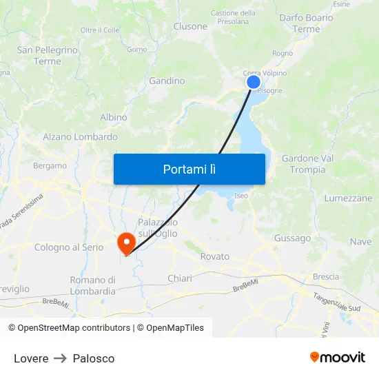 Lovere to Palosco map