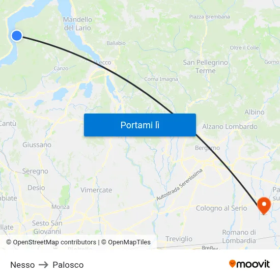 Nesso to Palosco map