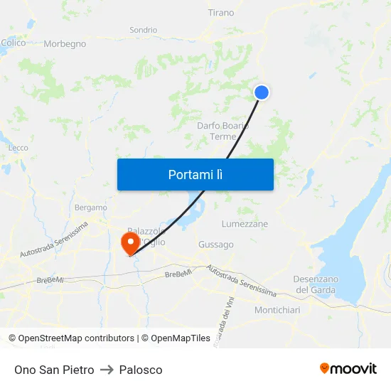 Ono San Pietro to Palosco map