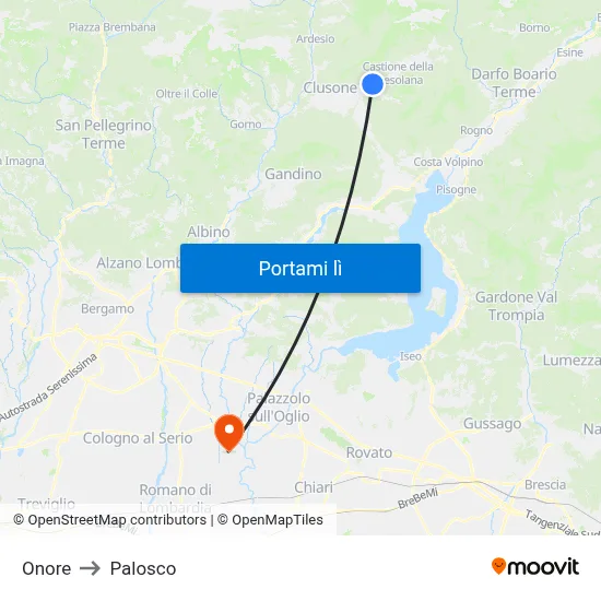 Onore to Palosco map