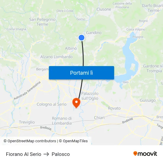 Fiorano Al Serio to Palosco map