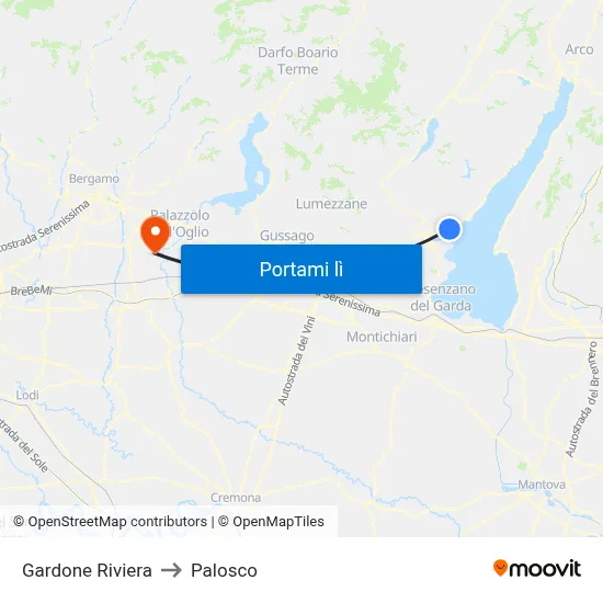Gardone Riviera to Palosco map