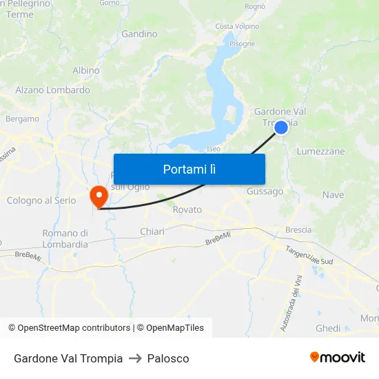 Gardone Val Trompia to Palosco map