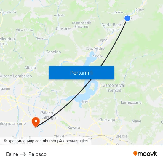 Esine to Palosco map
