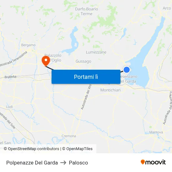 Polpenazze Del Garda to Palosco map