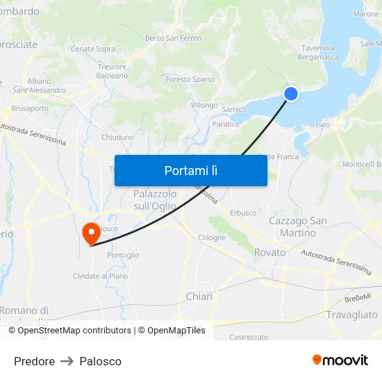 Predore to Palosco map