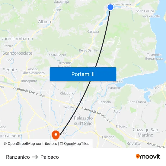 Ranzanico to Palosco map