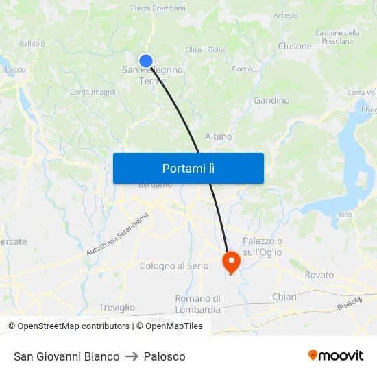San Giovanni Bianco to Palosco map