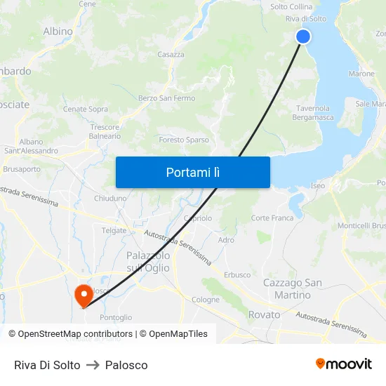 Riva Di Solto to Palosco map