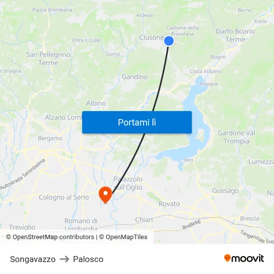 Songavazzo to Palosco map