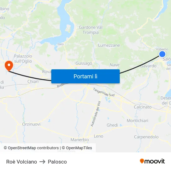 Roè Volciano to Palosco map