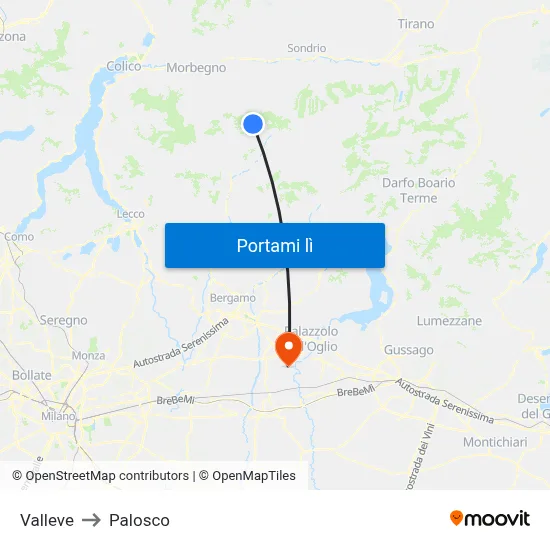 Valleve to Palosco map