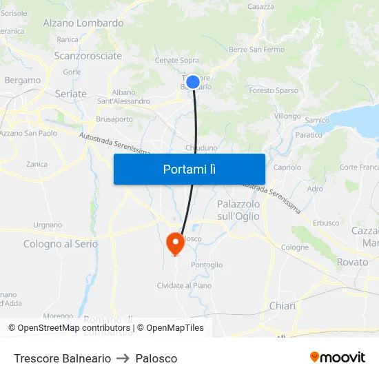 Trescore Balneario to Palosco map