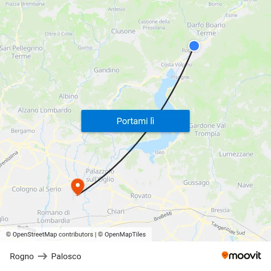 Rogno to Palosco map