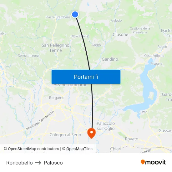 Roncobello to Palosco map