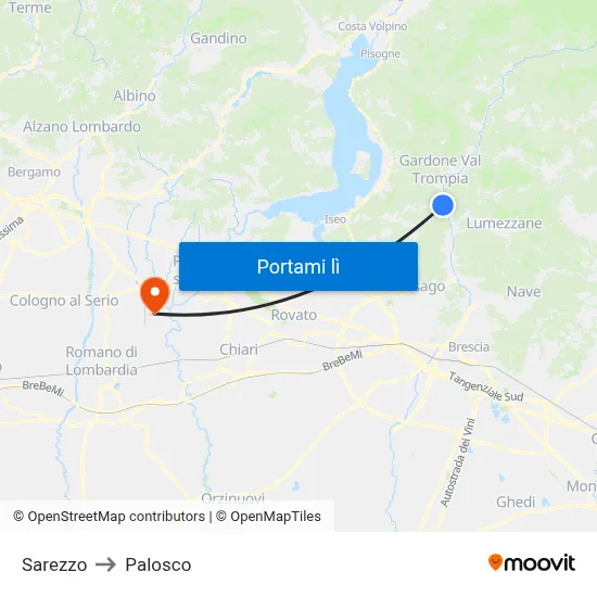 Sarezzo to Palosco map