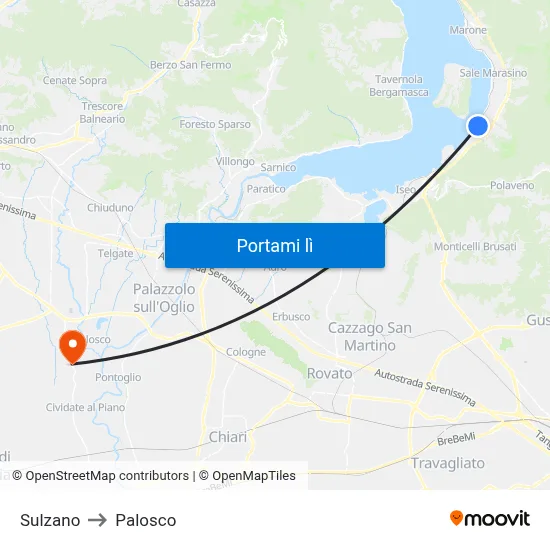 Sulzano to Palosco map