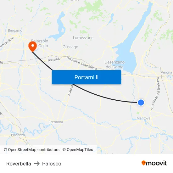 Roverbella to Palosco map