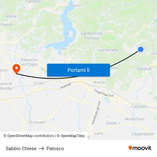 Sabbio Chiese to Palosco map