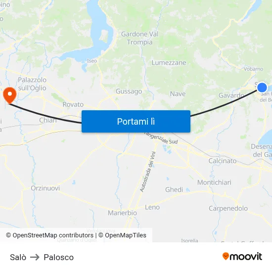 Salò to Palosco map