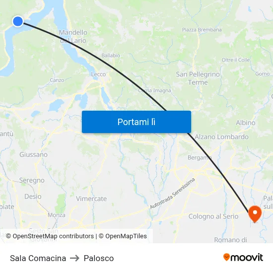 Sala Comacina to Palosco map