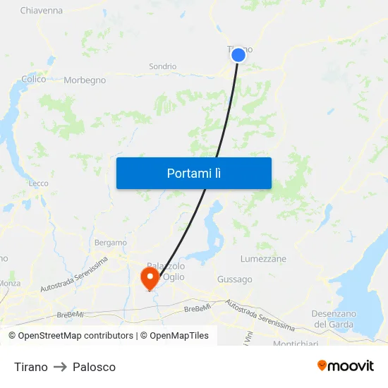 Tirano to Palosco map