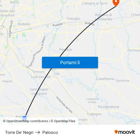 Torre De' Negri to Palosco map