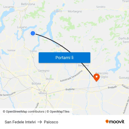 San Fedele Intelvi to Palosco map
