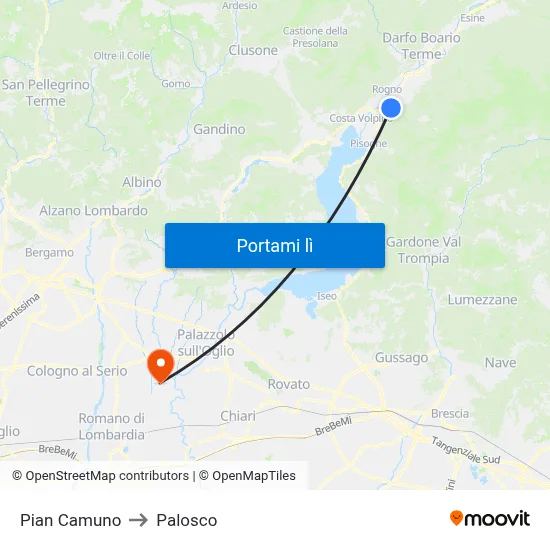 Pian Camuno to Palosco map