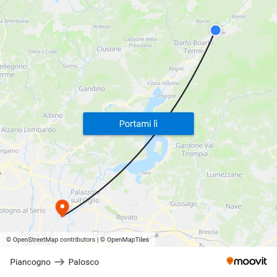 Piancogno to Palosco map