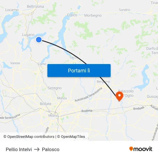 Pellio Intelvi to Palosco map