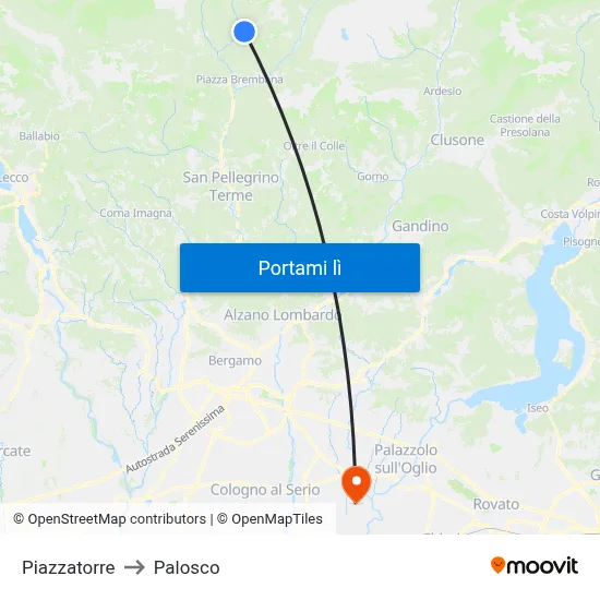 Piazzatorre to Palosco map