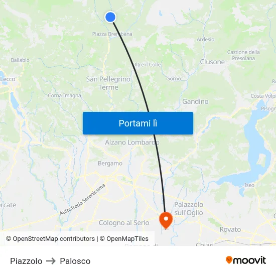 Piazzolo to Palosco map