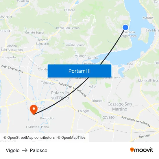 Vigolo to Palosco map