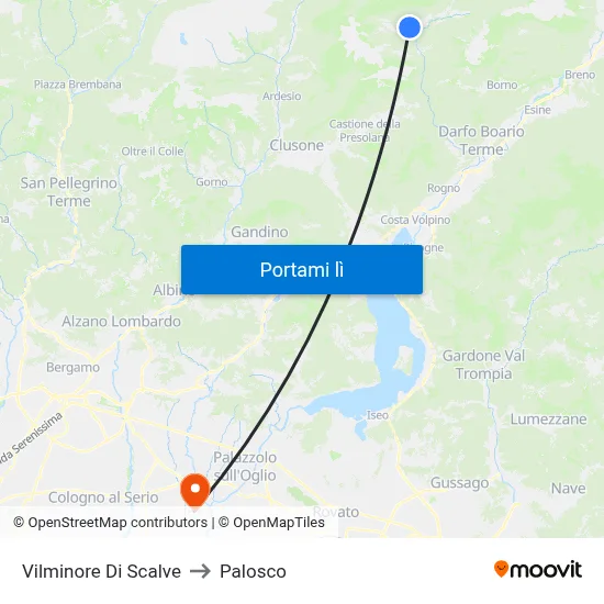 Vilminore Di Scalve to Palosco map