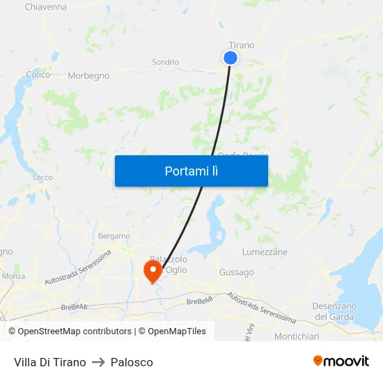 Villa Di Tirano to Palosco map