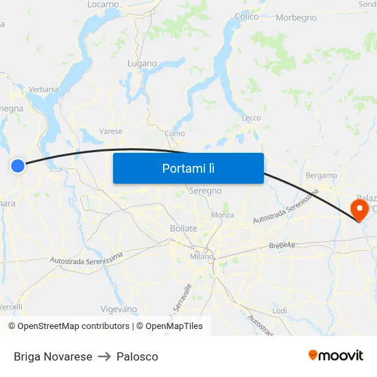 Briga Novarese to Palosco map
