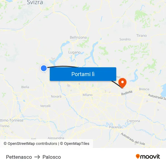 Pettenasco to Palosco map