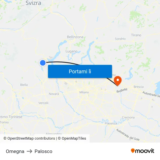 Omegna to Palosco map