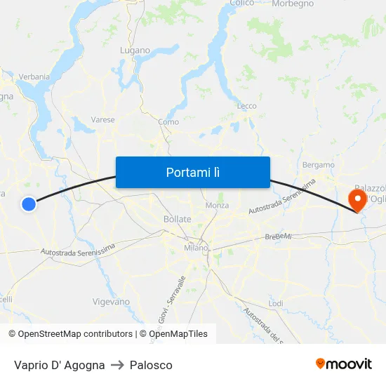 Vaprio D' Agogna to Palosco map
