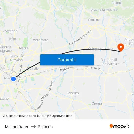 Milano Dateo to Palosco map