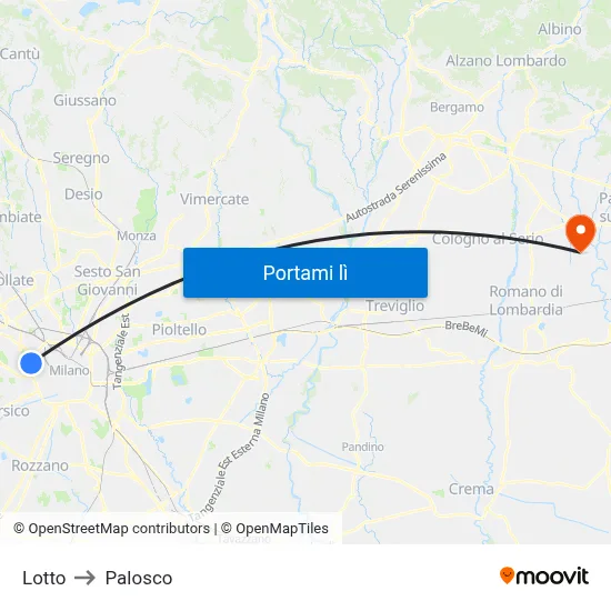 Lotto to Palosco map