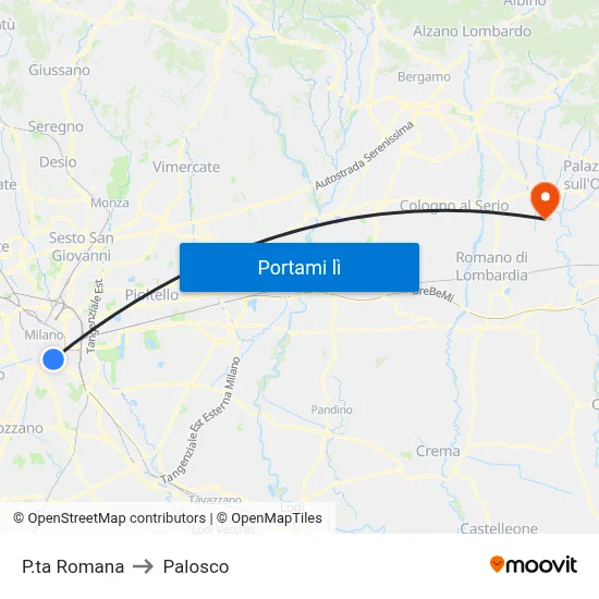 P.ta Romana to Palosco map