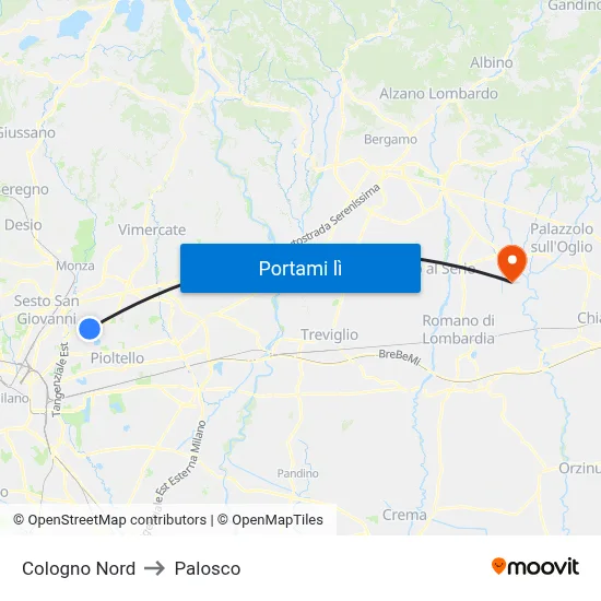 Cologno Nord to Palosco map